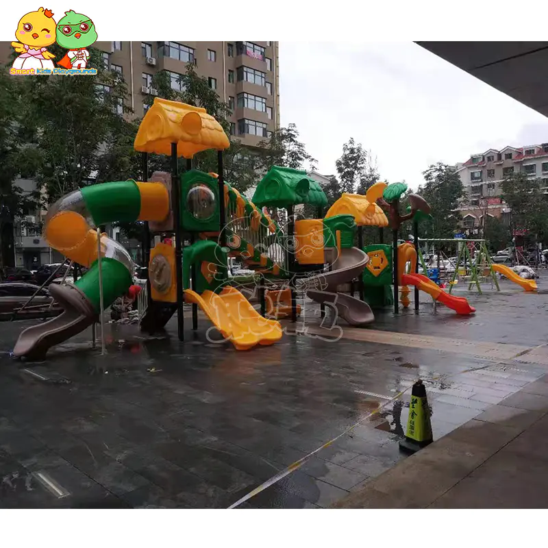 Outdoor equipment plastic kids slide jungle theme for skp