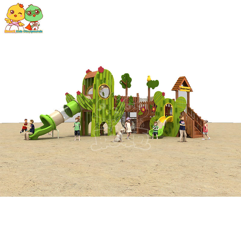 Children's slide cactus modeling series yellow pear wood SKP