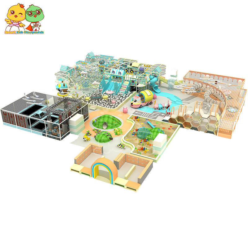 Multi-function best candy macaron indoor playground ball pool trampoline