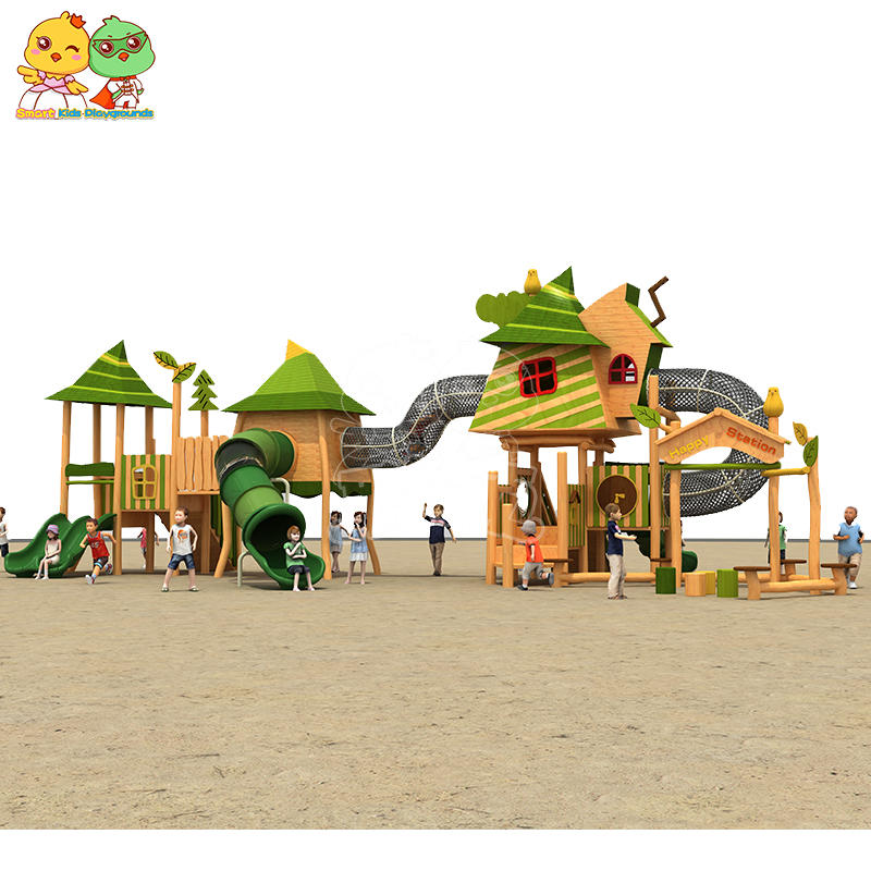 Outdoor slide playground equipment wooden theme slide