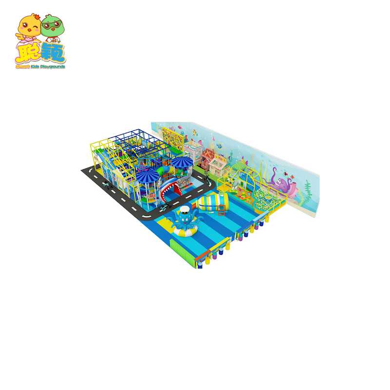 Customized Attractive Ocean Theme Big Ball Pool Soft Play Indoor Playground With Giant Slide