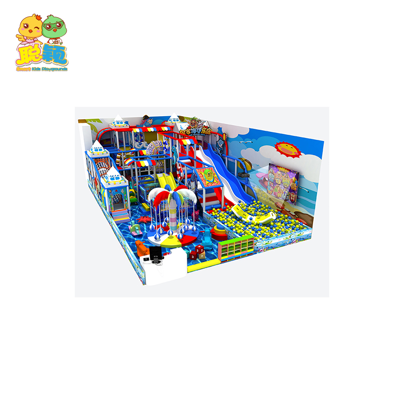 Customized Attractive Ocean Theme Big Ball Pool Soft Play Indoor Playground With Giant Slide