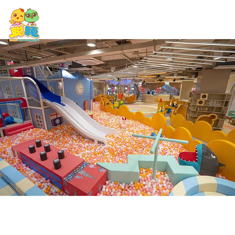 Colorful Giant Ball Pool Plastic Slide Soft Play Area Indoor Playground