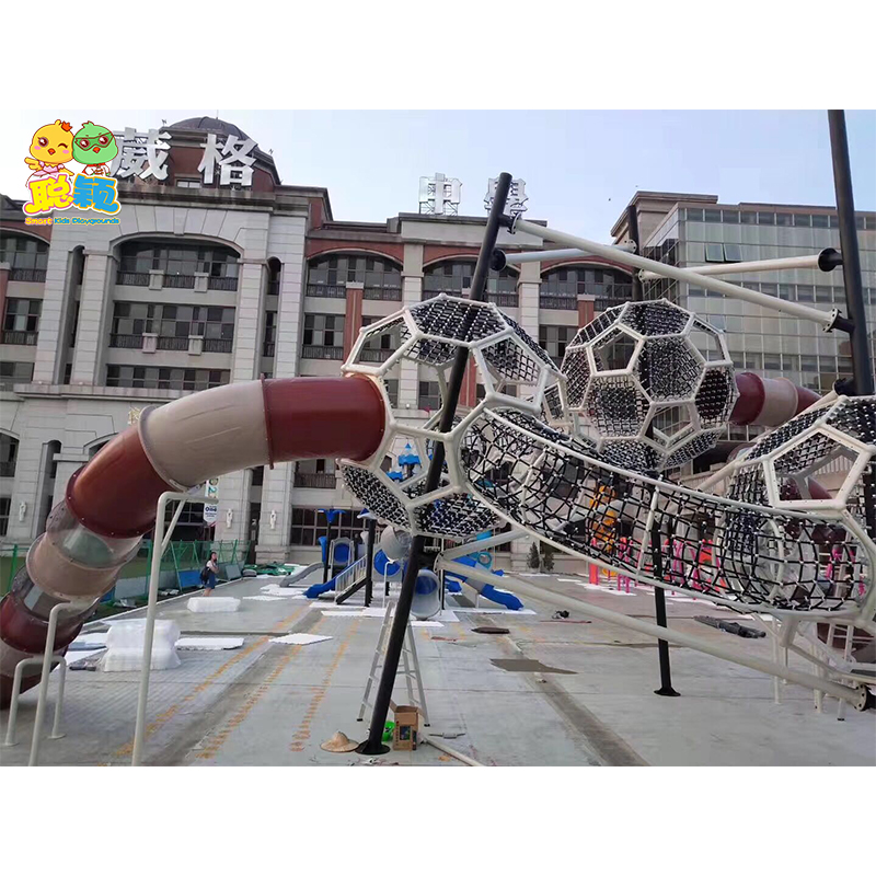 Customized Community Outdoor Plastic/PE/Stainless Playground Slide With Swing And Ride