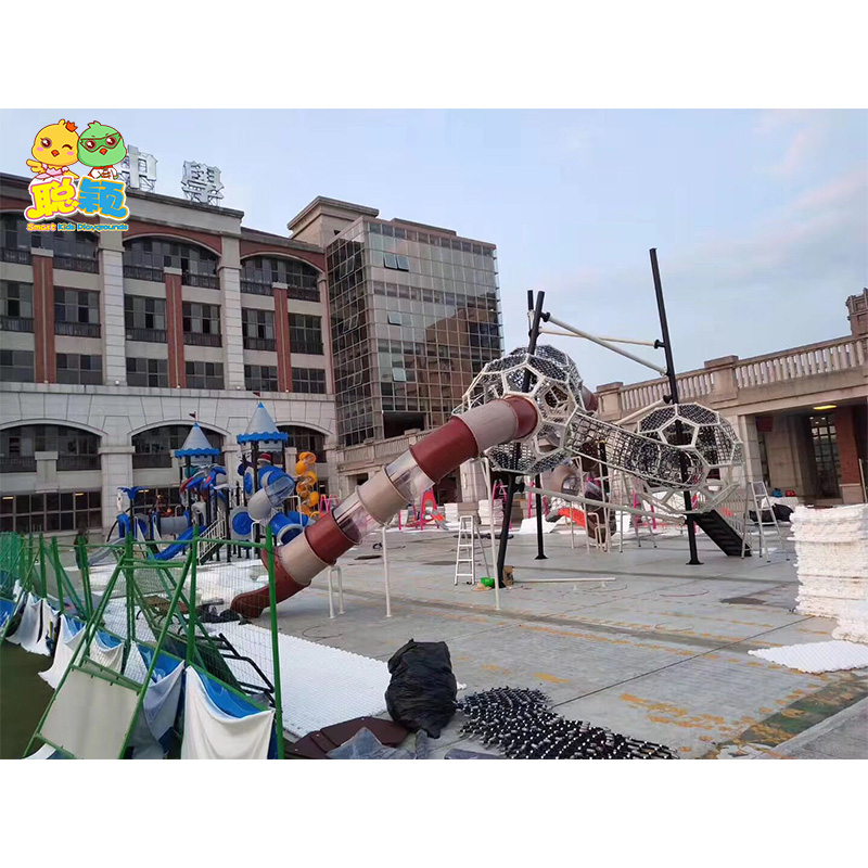Customized Community Outdoor Plastic/PE/Stainless Playground Slide With Swing And Ride