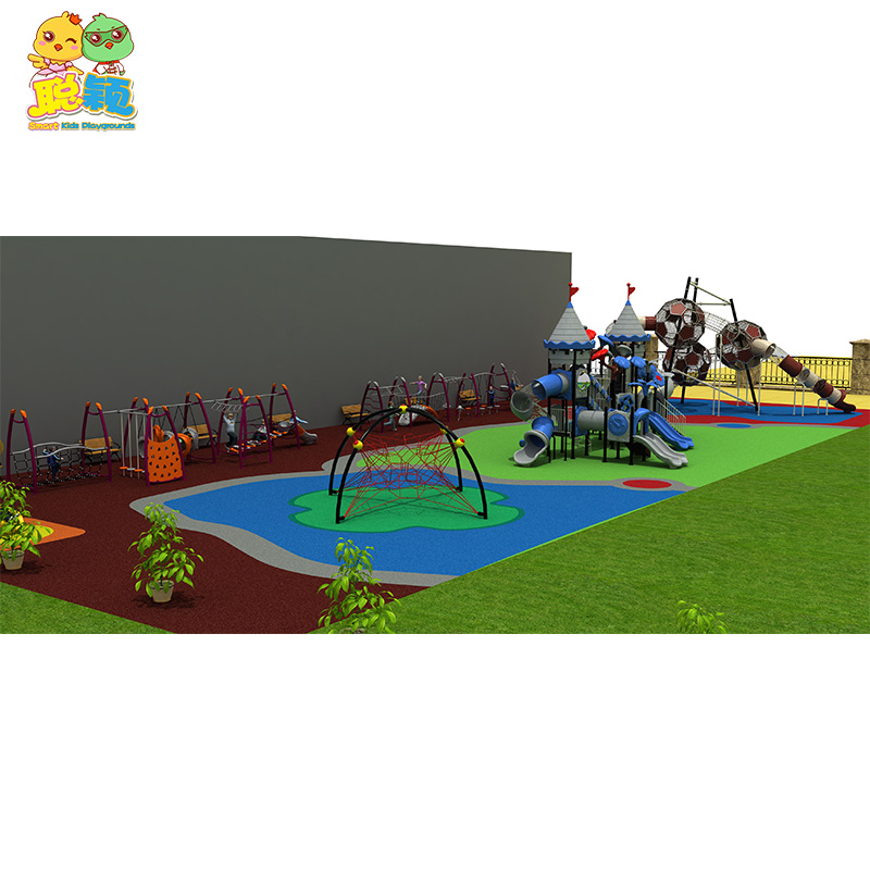 Customized Community Outdoor Plastic/PE/Stainless Playground Slide With Swing And Ride