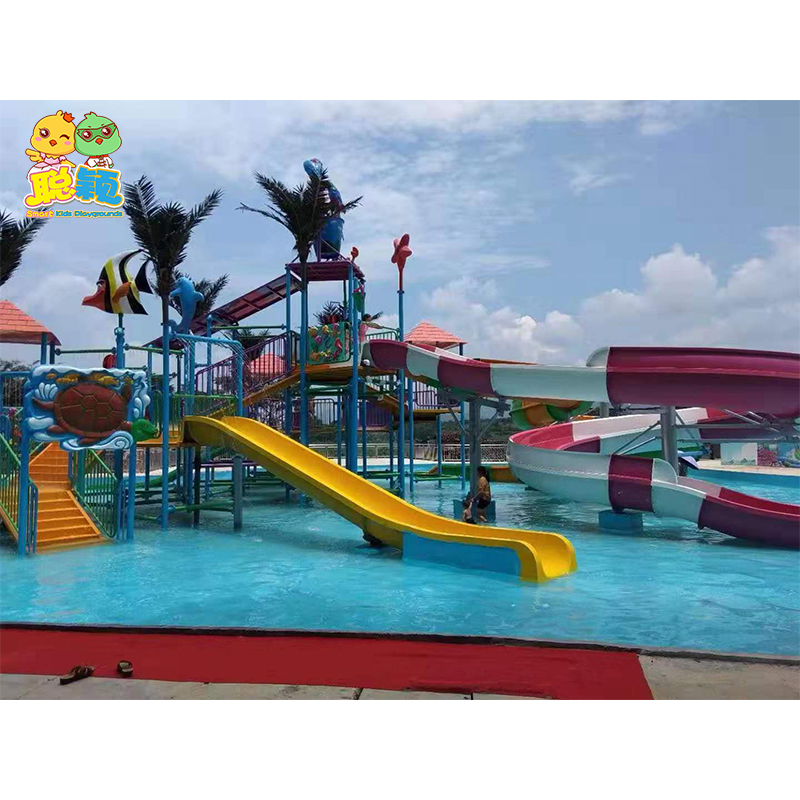 Attractive Customized Water Park Equipment Fiberglass Tunnel Rainbow Slide For Children