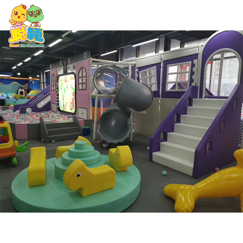 Macaron Style Ball Pool Giant Slide Soft Play Indoor Playground For Kids