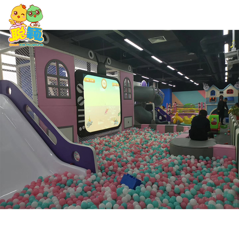 Macaron Style Ball Pool Giant Slide Soft Play Indoor Playground For Kids