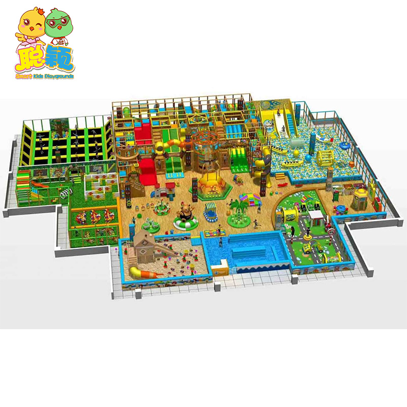 Giant Exciting Slide Multi-funcational Soft Play Area Indoor Playground With Trampoline