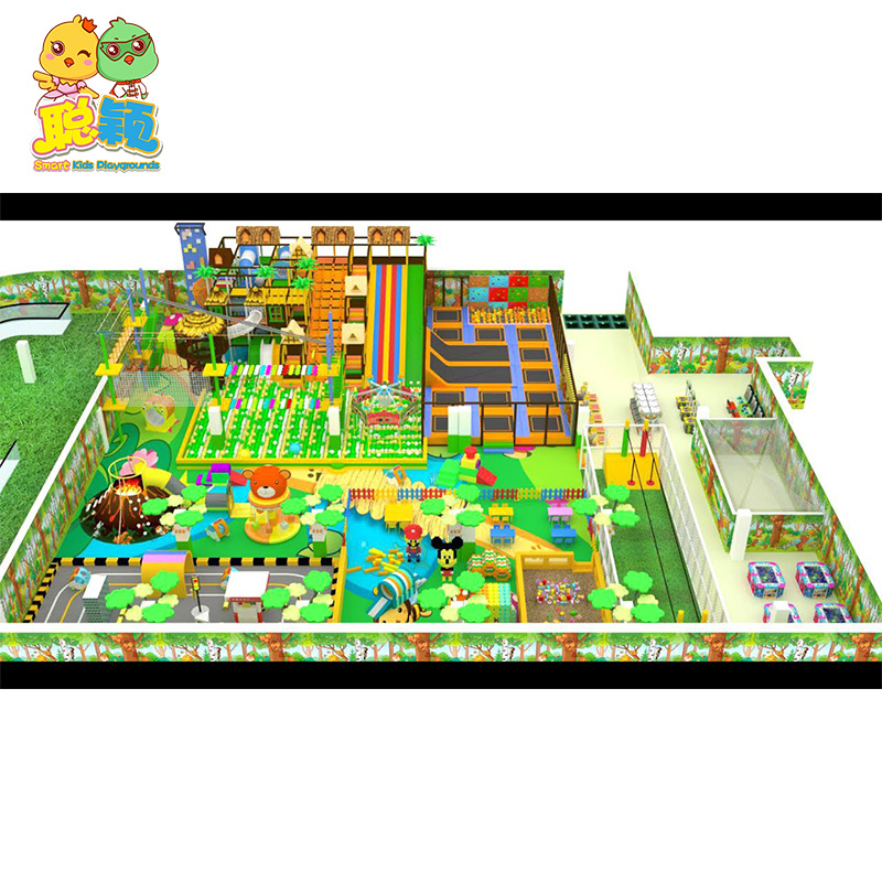 Giant Exciting Slide Multi-funcational Soft Play Area Indoor Playground With Trampoline
