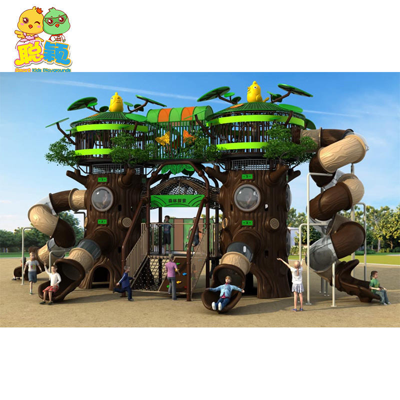 Jungle Theme Giant Amusement Park Outdoor Playground Equipment Slide For Kids