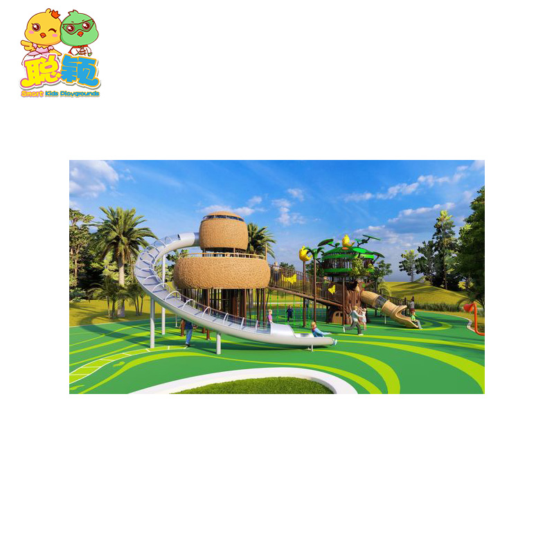 Customized Beautiful Attractive Amusement Park Outdoor Playground Equipment Slide With EPDM Mat