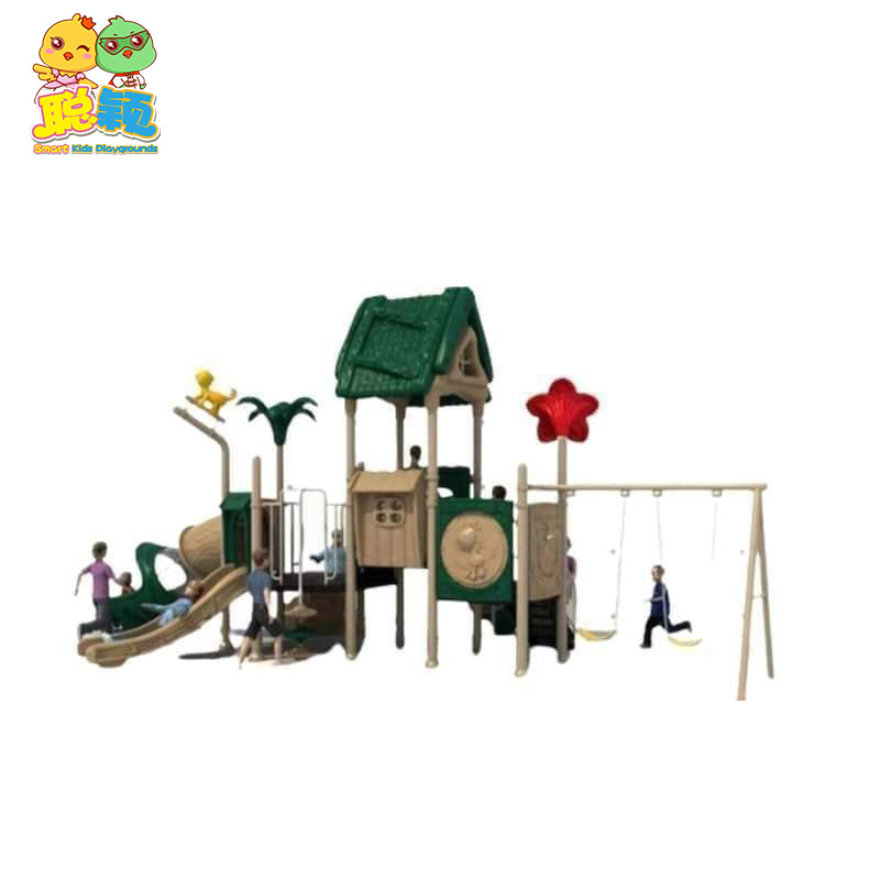 Customized Theme Durable Wooden Outdoor Playground Equipment Slide With Swing Sets
