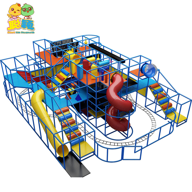 Funny Track Train Soft Play Indoor Playground With Giant Slide