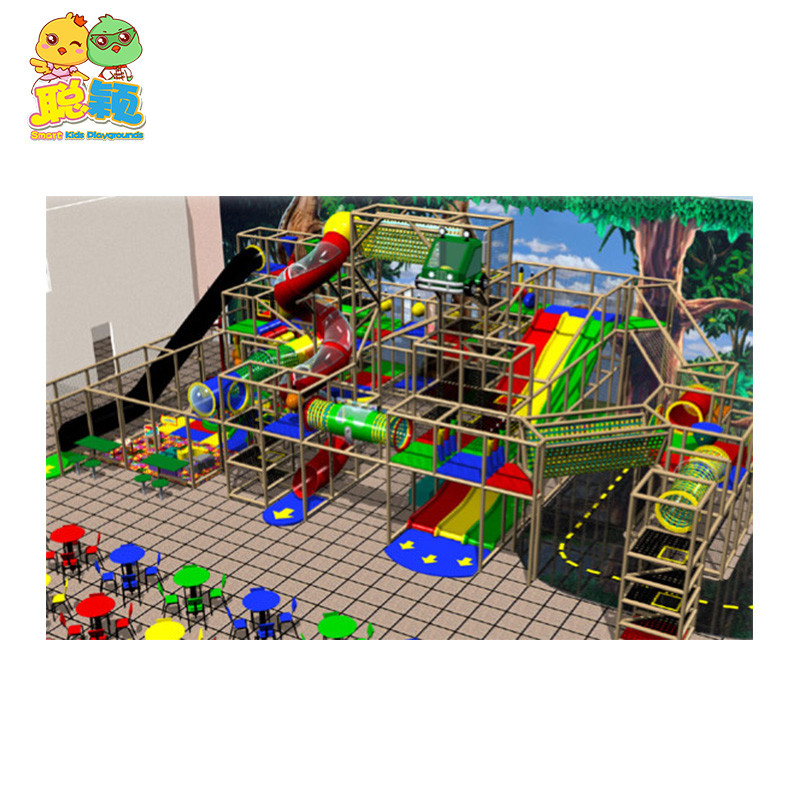 Funny Track Train Soft Play Indoor Playground With Giant Slide