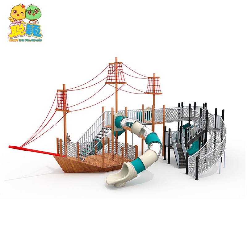 Amusement park playground wooden children play house slide with factory price SKP-1808005
