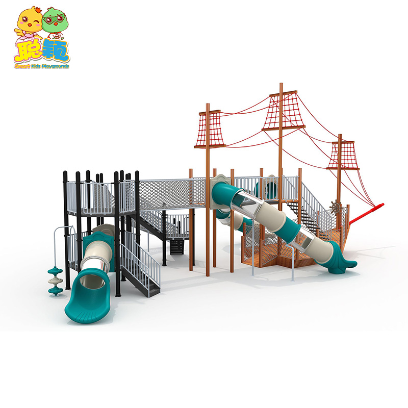Amusement park playground wooden children play house slide with factory price SKP-1808005