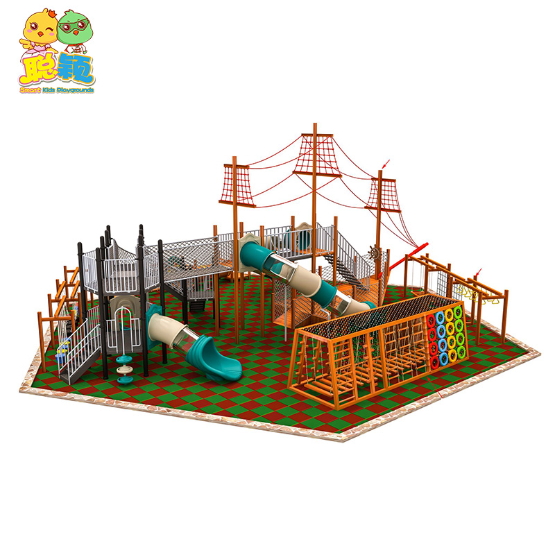 Amusement park playground wooden children play house slide with factory price SKP-1808005
