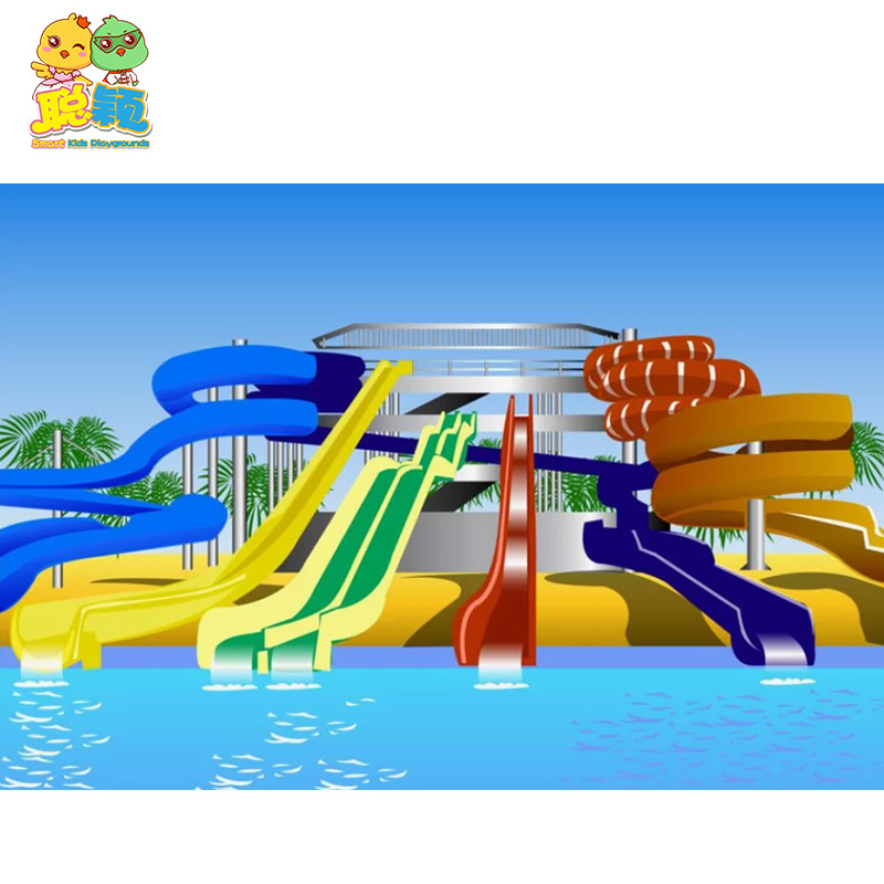 Most Popular Aqua Amusement Park Fiberglass Water Slide With High Quality