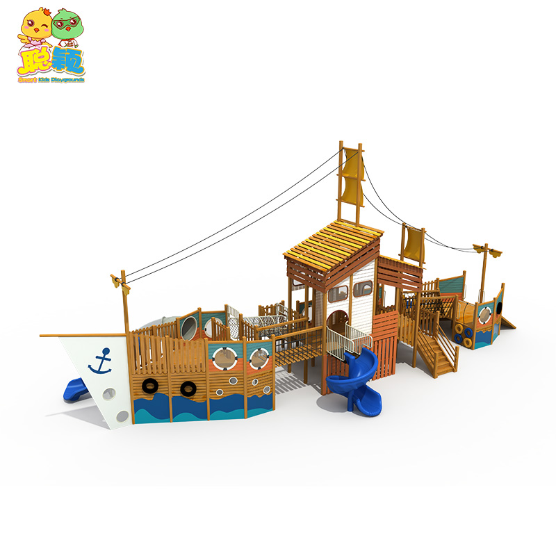 Natural Wood High Quality Kids Park Outdoor Playground Equipment Slide
