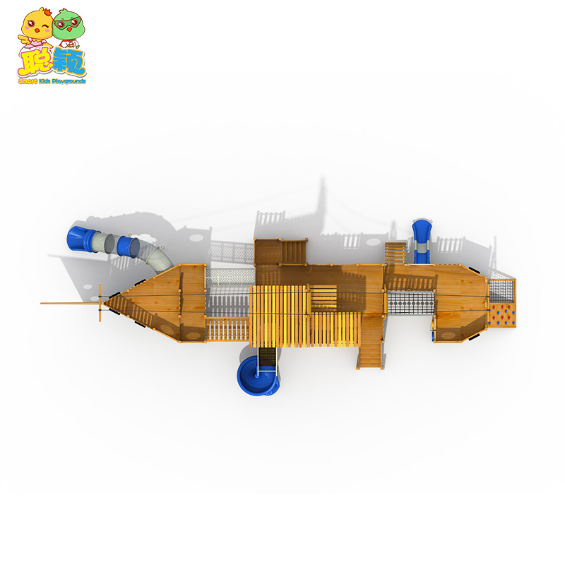 Natural Wood High Quality Kids Park Outdoor Playground Equipment Slide