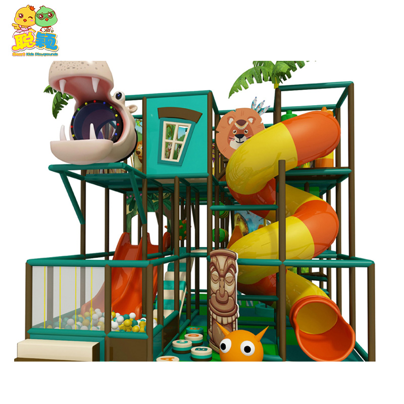 Customized Jungle Theme Giant Slide Soft Play Indoor Playground For Kids
