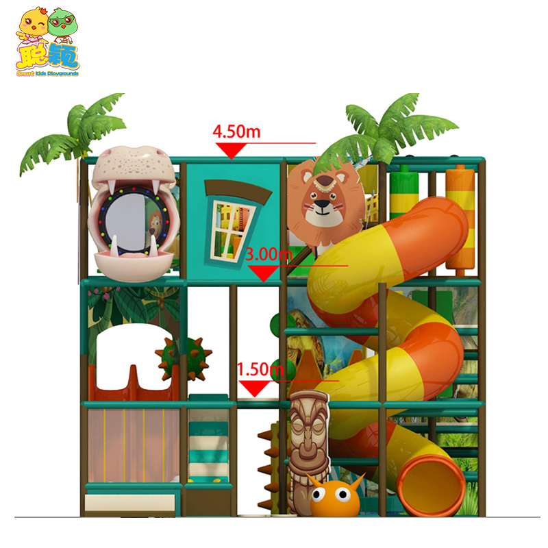 Customized Jungle Theme Giant Slide Soft Play Indoor Playground For Kids