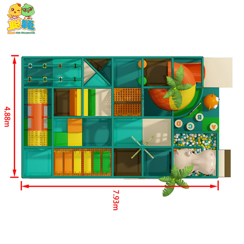 Customized Jungle Theme Giant Slide Soft Play Indoor Playground For Kids