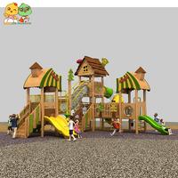 2021 new children plastic wooden slide kindergarten outdoor playground play set
